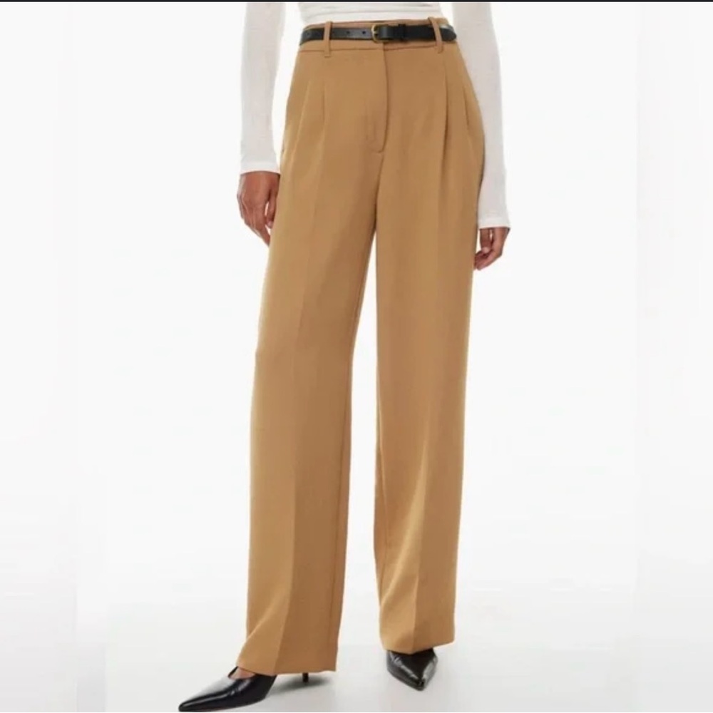 Wilfred Wide Leg Pleated Trousers in Camel
